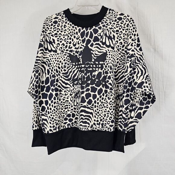 Adidas Originals Leopard Print Sweatshirt Crewneck Women's Size Small Oversized - Picture 1 of 6